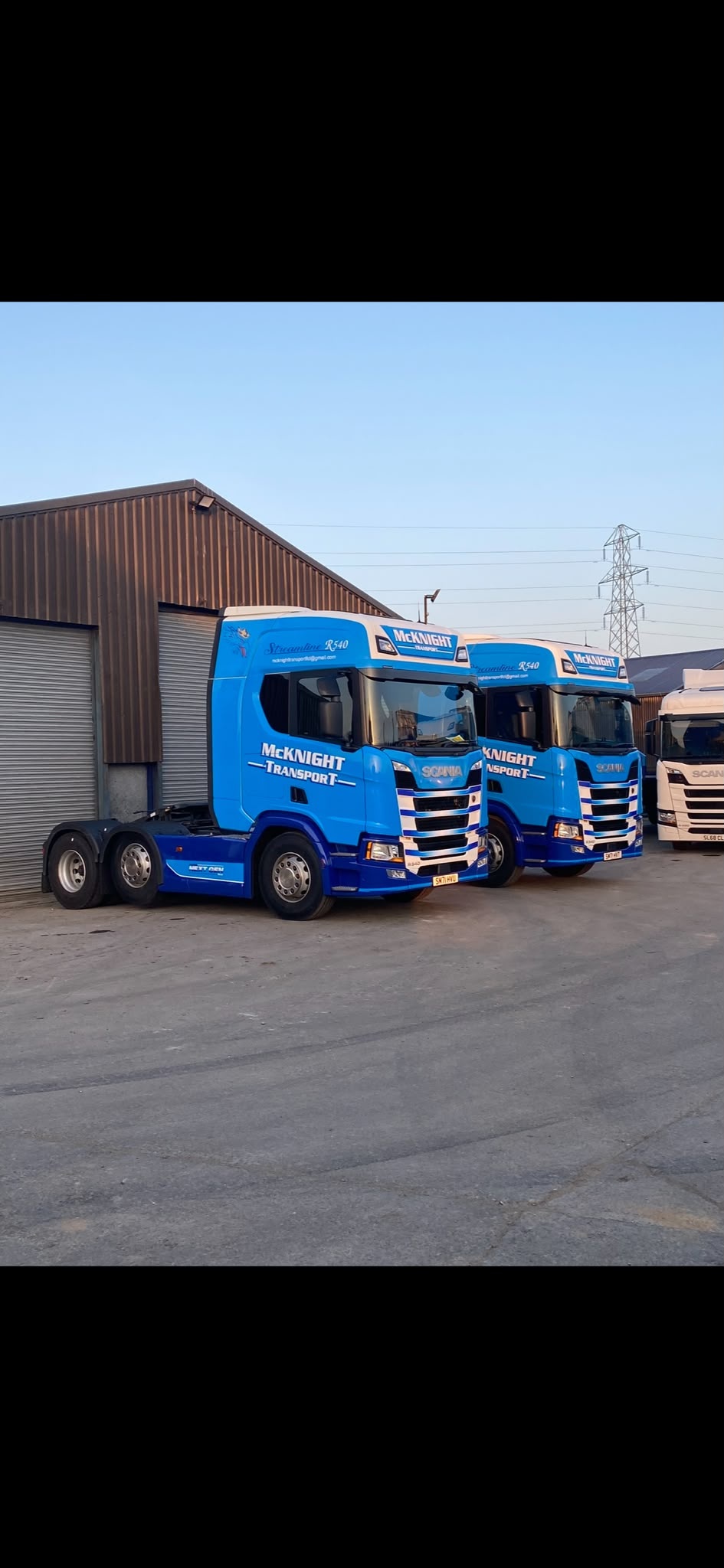 McKnight Scania tractor units parked together in a yard